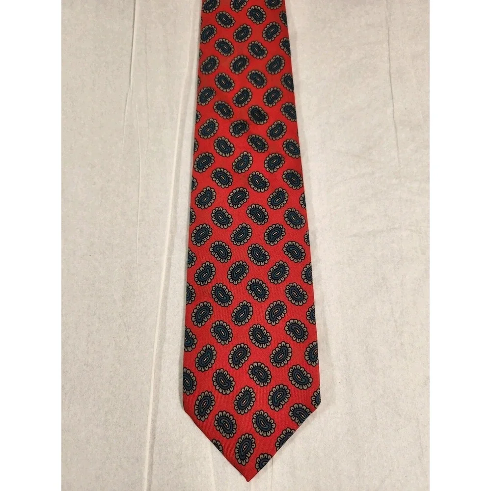 Robert Talbott Necktie for Nordstrom Hand Sewn 100% Silk Geometric Red Vintage